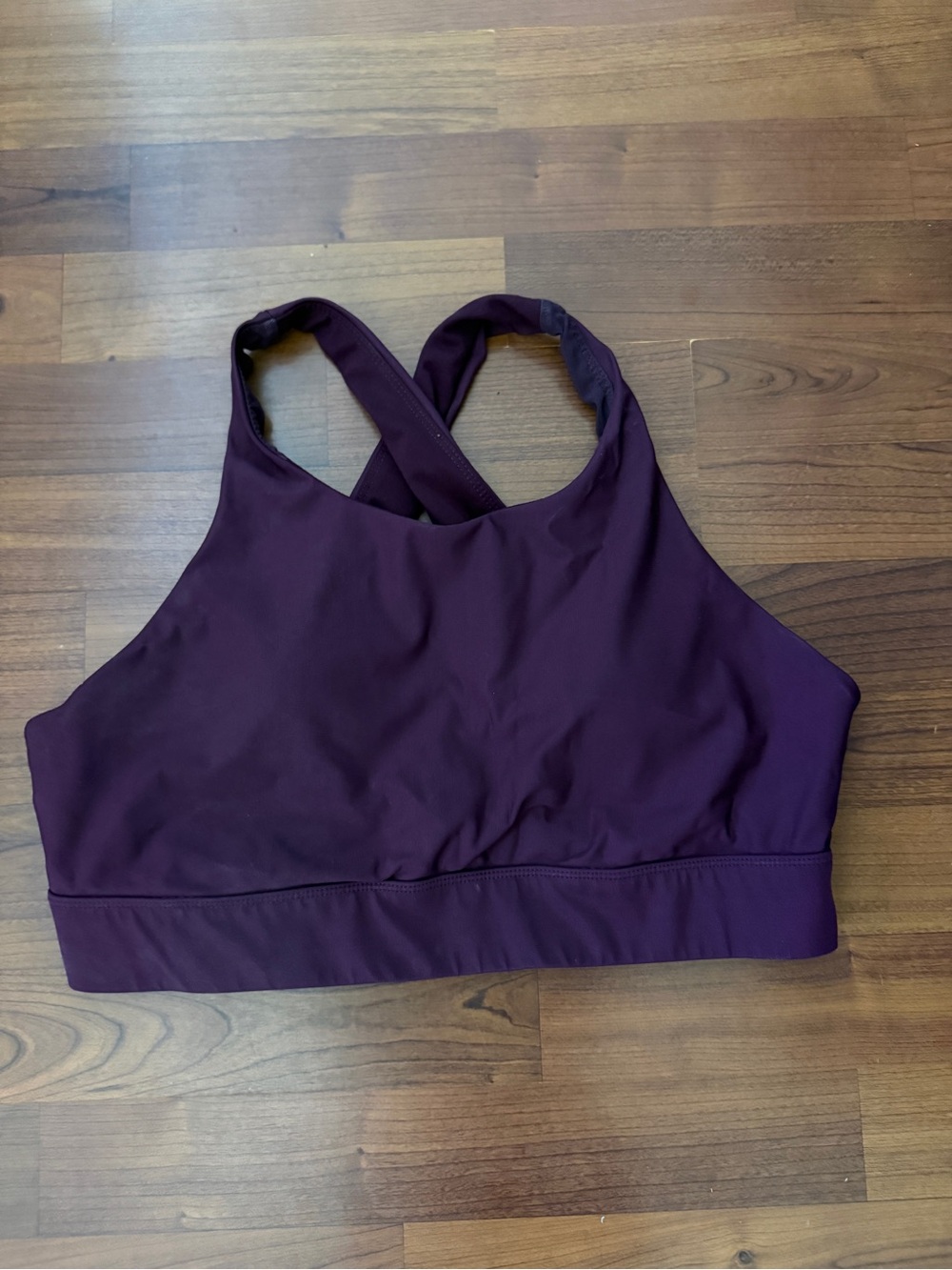 Fabletics High-Neck Sports Bra in Deep Plum